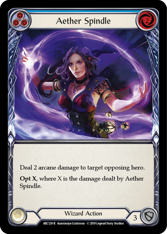 Aether Spindle (Blue) [ARC128-R] (Arcane Rising)  1st Edition Rainbow Foil | Boutique FDB TCG