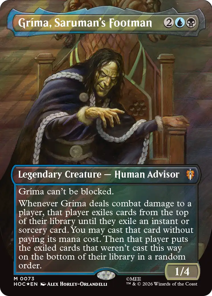 Grima, Saruman's Footman (Borderless) (Surge Foil) [The Hobbit: Eternal-Legal] | Boutique FDB TCG