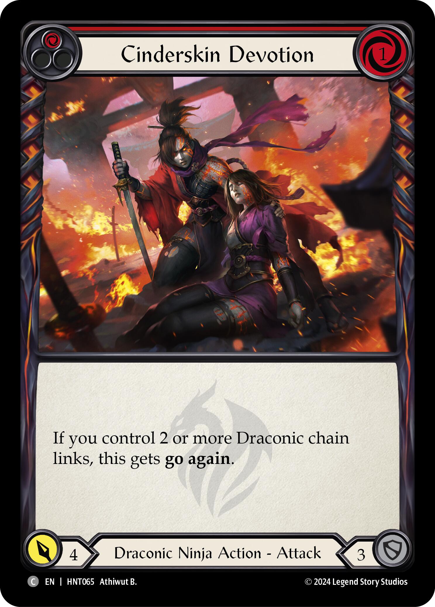 Cinderskin Devotion (Red) [HNT065] (The Hunted)  Rainbow Foil | Boutique FDB TCG