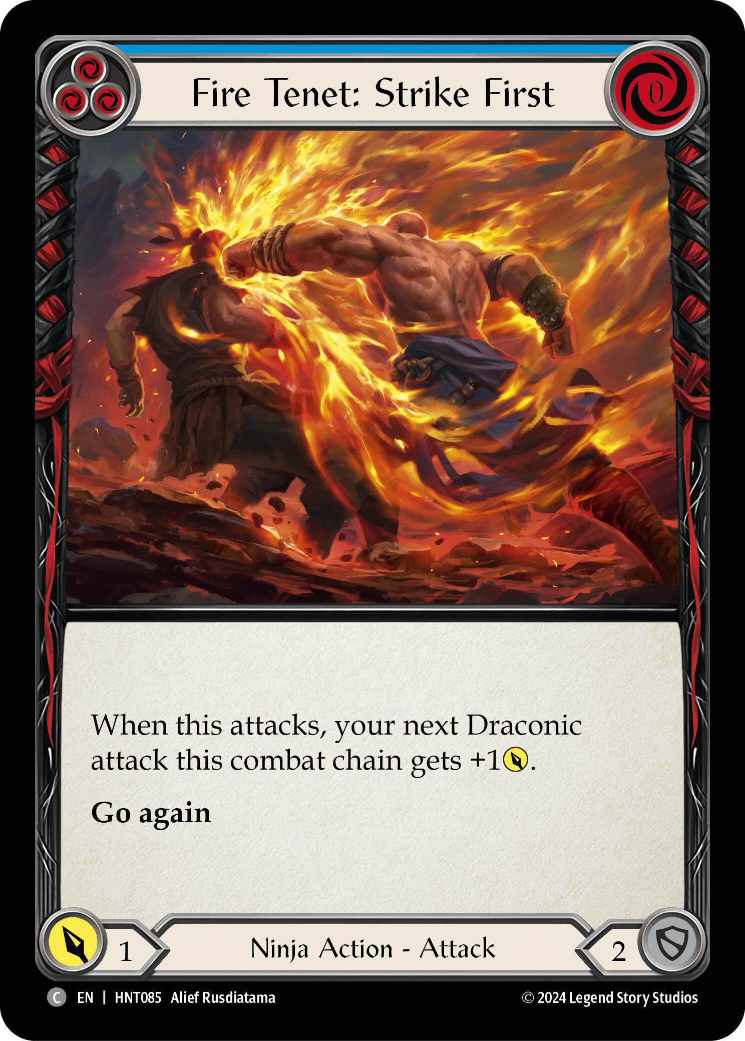Fire Tenet: Strike First (Blue) [HNT085] (The Hunted)  Rainbow Foil | Boutique FDB TCG