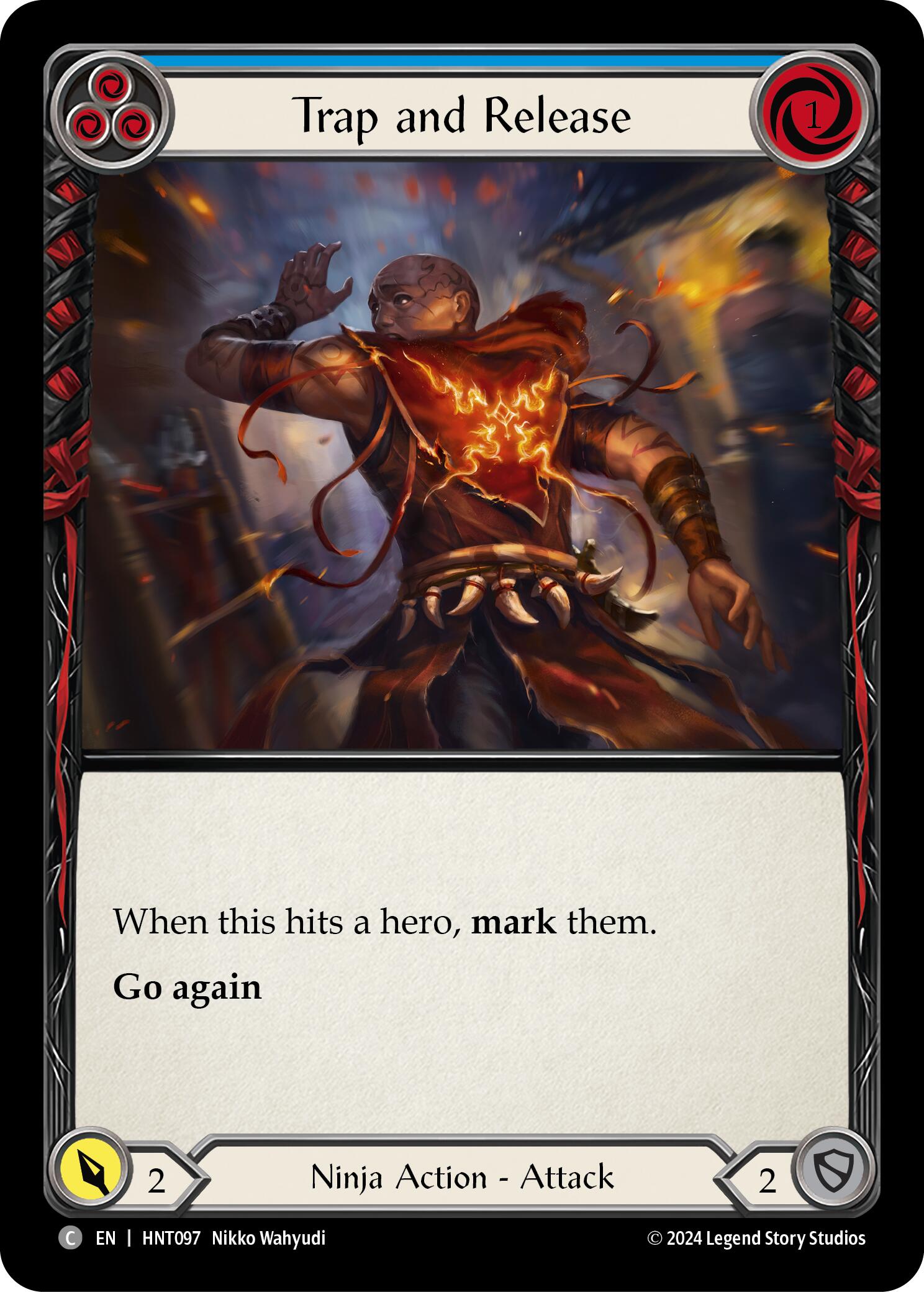 Trap and Release (Blue) [HNT097] (The Hunted)  Rainbow Foil | Boutique FDB TCG