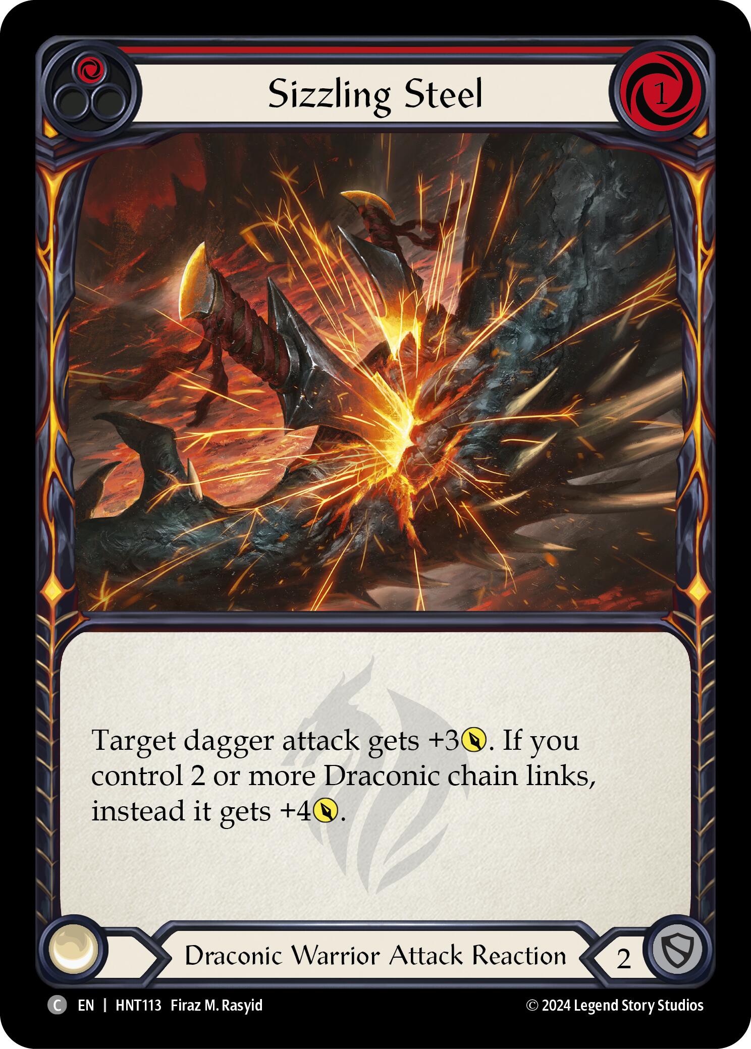 Sizzling Steel (Red) [HNT113] (The Hunted)  Rainbow Foil | Boutique FDB TCG