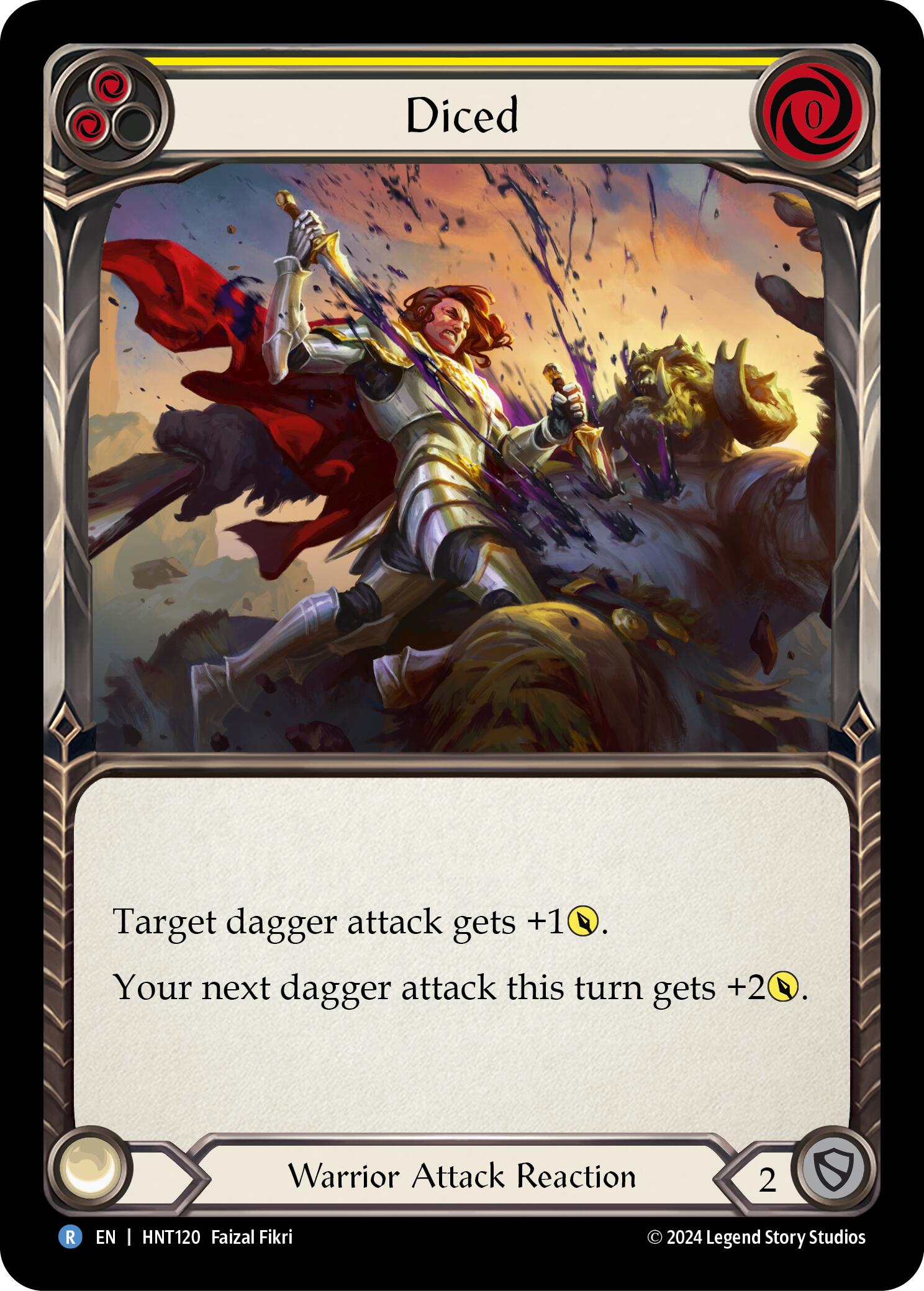 Diced (Yellow) [HNT120] (The Hunted)  Rainbow Foil | Boutique FDB TCG