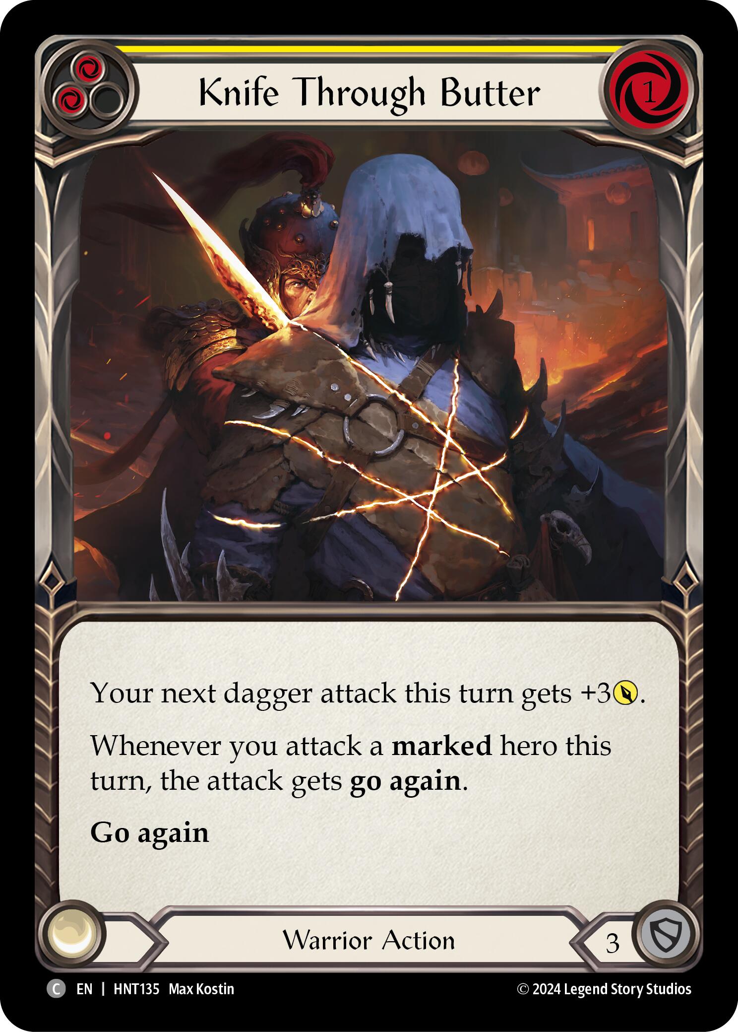 Knife through Butter (Yellow) [HNT135] (The Hunted)  Rainbow Foil | Boutique FDB TCG
