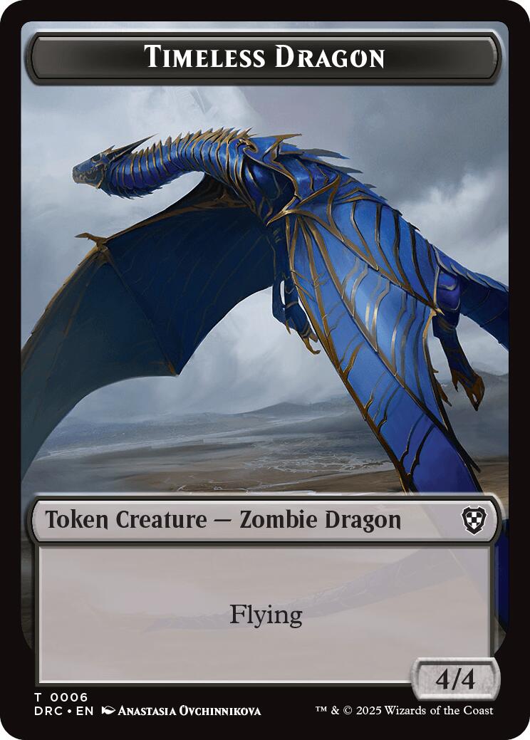 Timeless Dragon // Zombie (0007) Double-Sided Token [Aetherdrift Tokens] | Boutique FDB TCG