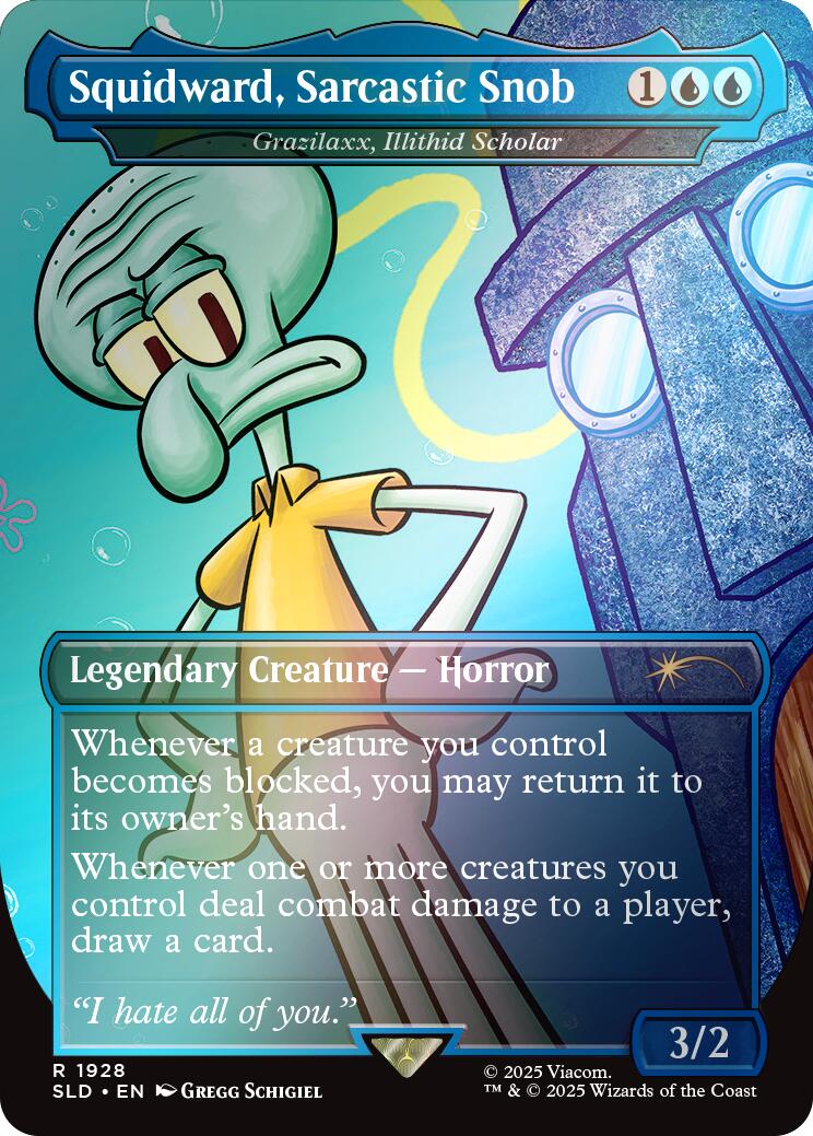 Squidward, Sarcastic Snob - Grazilaxx, Illithid Scholar (Rainbow Foil) [Secret Lair Drop Series] | Boutique FDB TCG