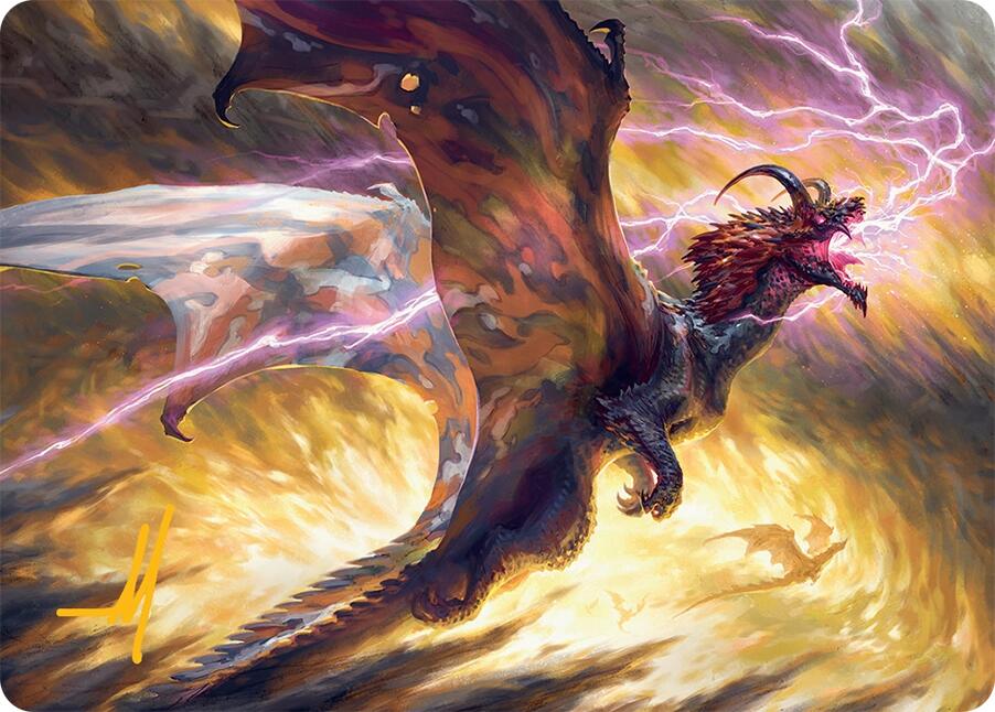 Stormscale Scion Art Card (17/54) (Gold-Stamped Signature) [Tarkir: Dragonstorm Art Series] | Boutique FDB TCG