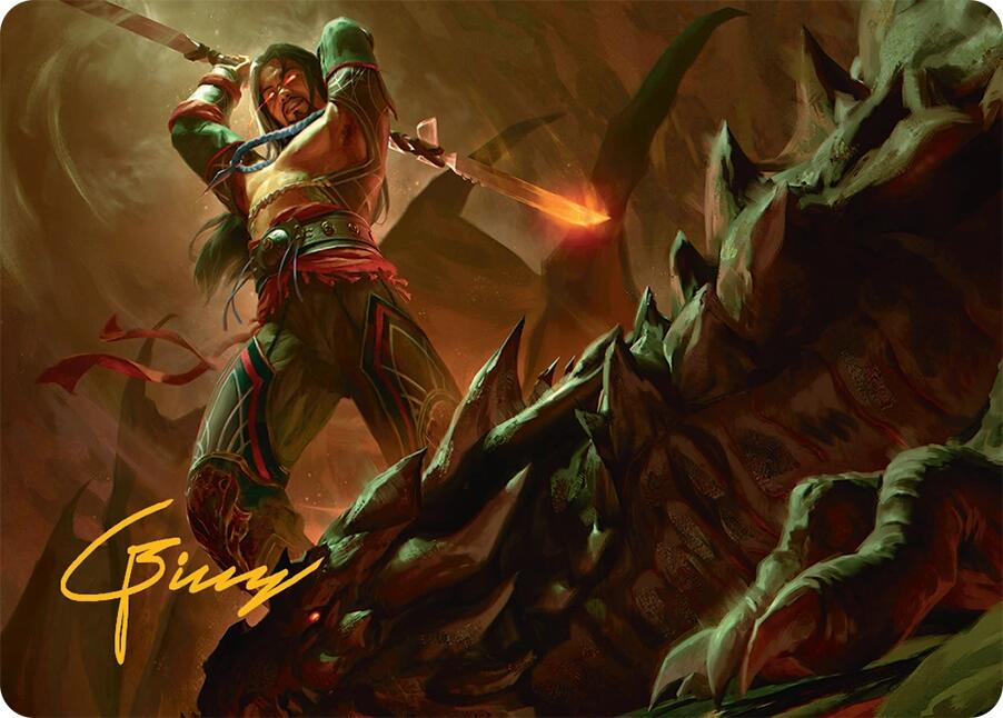 Sarkhan's Resolve Art Card (18/54) (Gold-Stamped Signature) [Tarkir: Dragonstorm Art Series] | Boutique FDB TCG