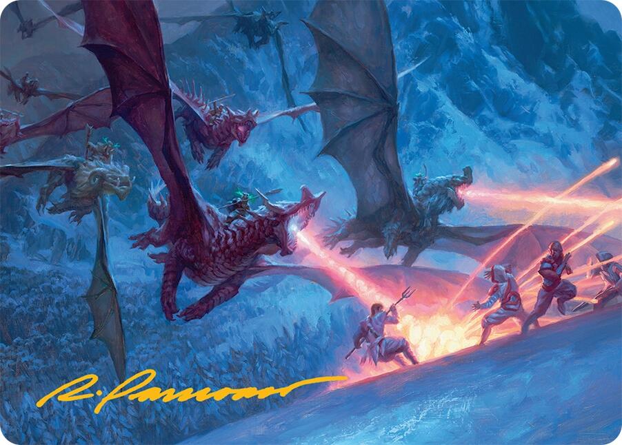 Dragonback Assault Art Card (22/54) (Gold-Stamped Signature) [Tarkir: Dragonstorm Art Series] | Boutique FDB TCG