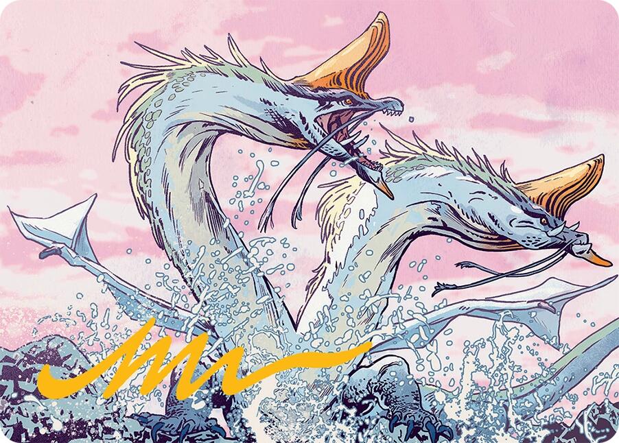 Twinmaw Stormbrood Art Card (39/54) (Gold-Stamped Signature) [Tarkir: Dragonstorm Art Series] | Boutique FDB TCG