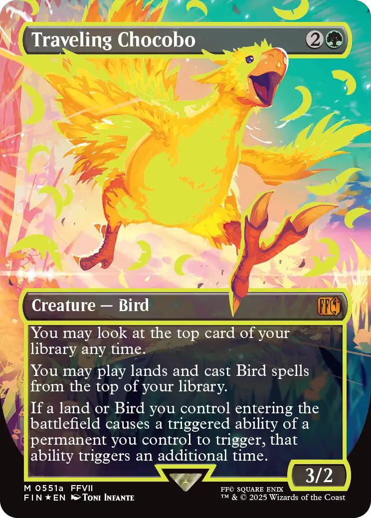 Traveling Chocobo (Borderless) (Neon Ink Yellow) [FINAL FANTASY] | Boutique FDB TCG