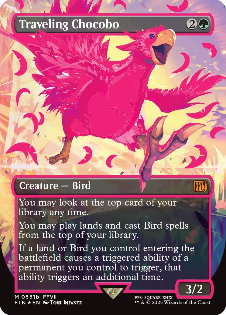 Traveling Chocobo (Borderless) (Neon Ink Pink) [FINAL FANTASY] | Boutique FDB TCG