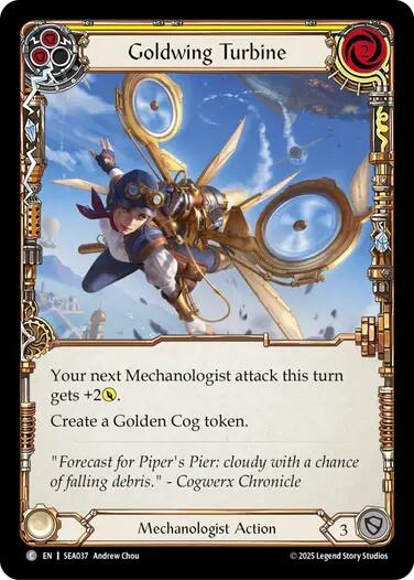 Goldwing Turbine (Yellow) [SEA037] (High Seas)  Rainbow Foil | Boutique FDB TCG