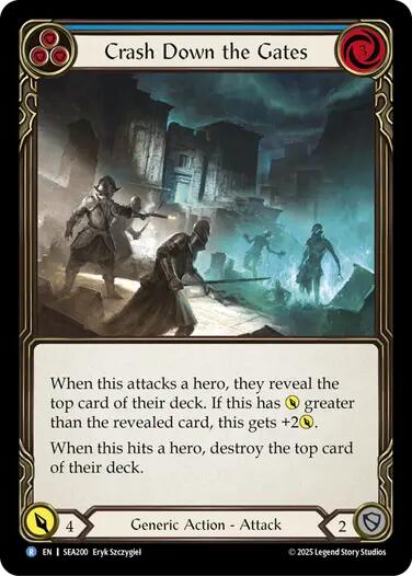 Crash Down the Gates (Blue) [SEA200] (High Seas)  Rainbow Foil | Boutique FDB TCG