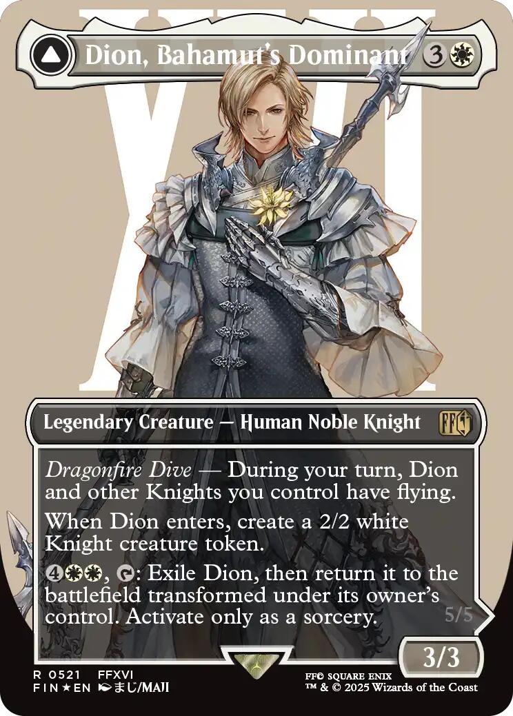 Dion, Bahamut's Dominant // Bahamut, Warden of Light (Borderless) (Surge Foil) [FINAL FANTASY] | Boutique FDB TCG