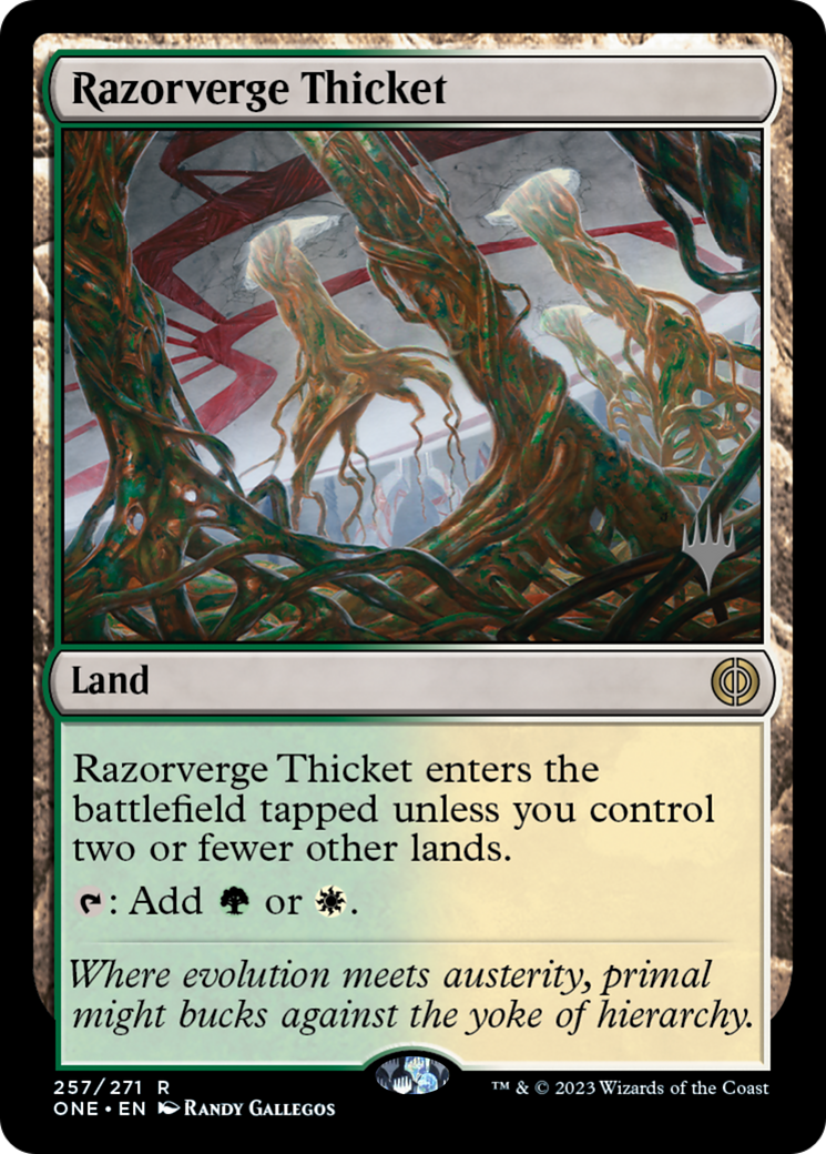 Razorverge Thicket (Promo Pack) [Phyrexia: All Will Be One Promos] | Boutique FDB TCG