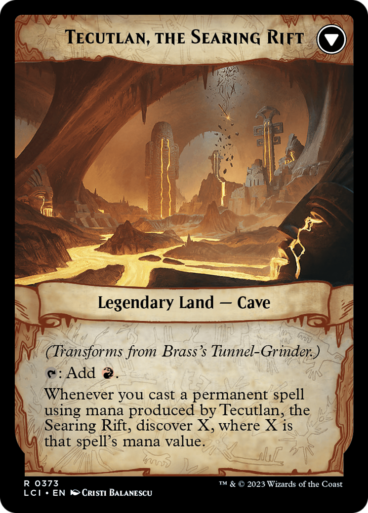 Brass's Tunnel-Grinder // Tecutlan, The Searing Rift (Extended Art) [The Lost Caverns of Ixalan] | Boutique FDB TCG