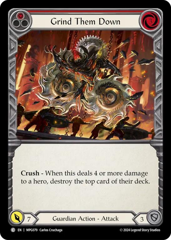 Grind Them Down (Red) [MPG079] (Mastery Pack Guardian)  Rainbow Foil | Boutique FDB TCG
