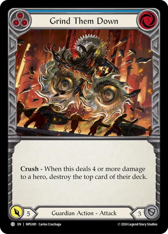 Grind Them Down (Blue) [MPG081] (Mastery Pack Guardian)  Rainbow Foil | Boutique FDB TCG