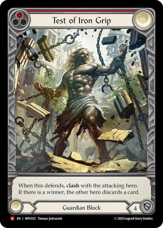 Test of Iron Grip (Extended Art) [MPG025] (Mastery Pack Guardian)  Rainbow Foil | Boutique FDB TCG