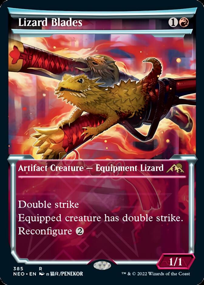 Lizard Blades (Showcase Soft Glow) [Kamigawa: Neon Dynasty] | Boutique FDB TCG