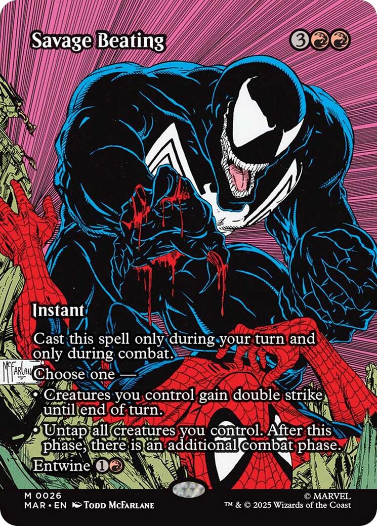 Savage Beating (Borderless) [Marvel's Spider-Man: Eternal-Legal] | Boutique FDB TCG