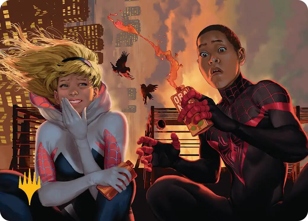 Heroes' Hangout Art Card (Gold-Stamped Planeswalker Symbol) [Marvel's Spider-Man Art Series] | Boutique FDB TCG