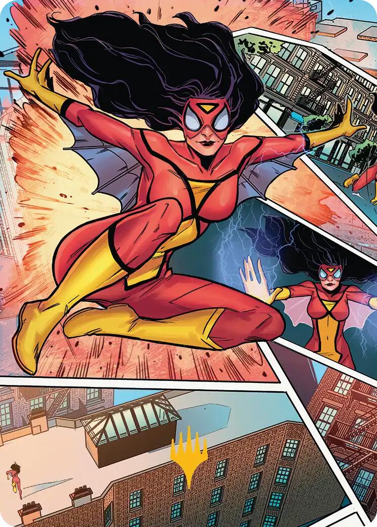 Spider-Woman, Stunning Savior Art Card (Gold-Stamped Planeswalker Symbol) [Marvel's Spider-Man Art Series] | Boutique FDB TCG