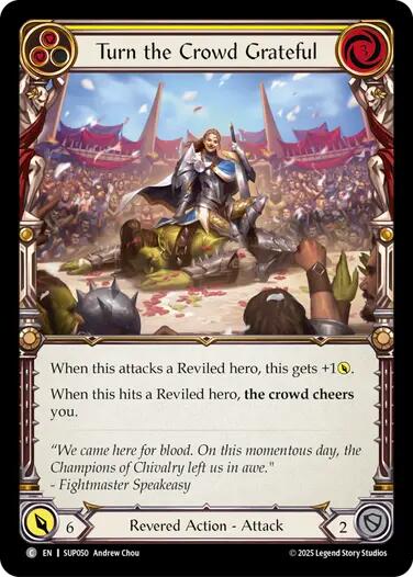 Turn the Crowd Grateful (Yellow) [SUP050] (Super Slam)  Rainbow Foil | Boutique FDB TCG