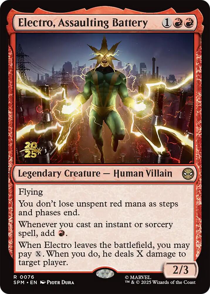Electro, Assaulting Battery [Marvel's Spider-Man Prerelease Promos] | Boutique FDB TCG