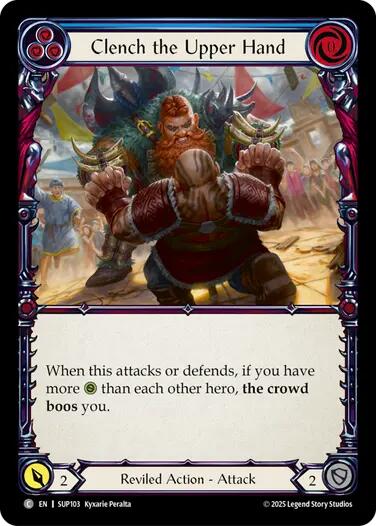 Clench the Upper Hand (Blue) [SUP103] (Super Slam)  Rainbow Foil | Boutique FDB TCG