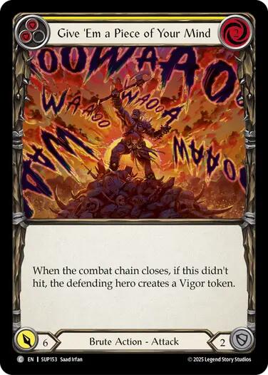Give 'Em a Piece of Your Mind (Yellow) [SUP153] (Super Slam) | Boutique FDB TCG
