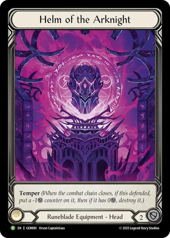 Helm of the Arknight [GEM081] (GEM Pack 3)  Rainbow Foil | Boutique FDB TCG
