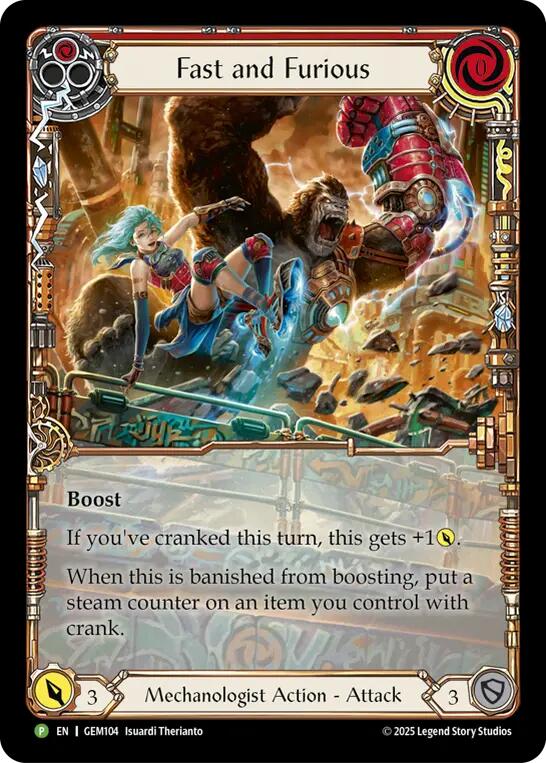 Fast and Furious [GEM104] (GEM Pack 3)  Rainbow Foil | Boutique FDB TCG