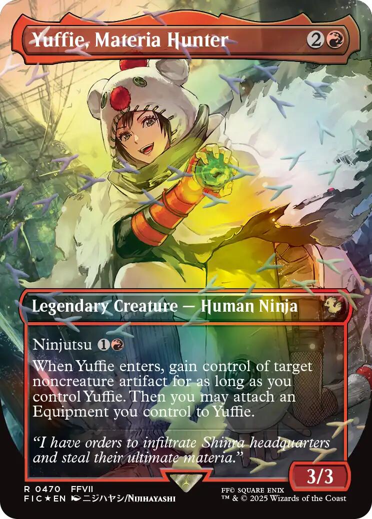 Yuffie, Materia Hunter (Borderless) (Chocobo Track Foil) [FINAL FANTASY Commander] | Boutique FDB TCG