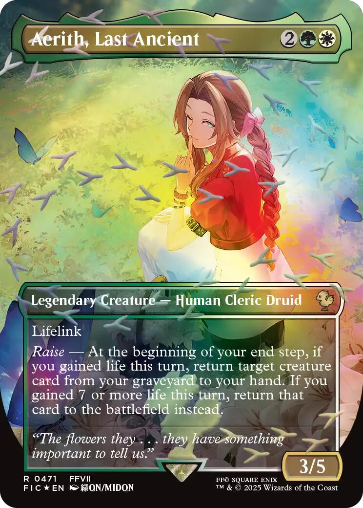 Aerith, Last Ancient (Borderless) (Chocobo Track Foil) [FINAL FANTASY Commander] | Boutique FDB TCG