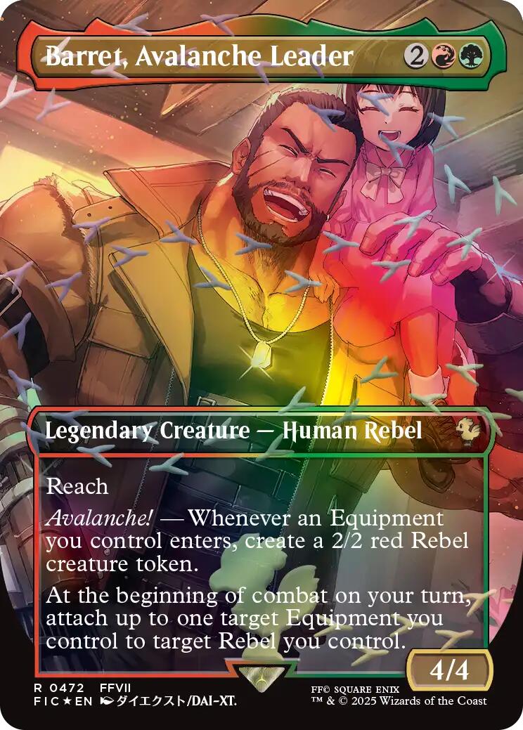 Barret, Avalanche Leader (Borderless) (Chocobo Track Foil) [FINAL FANTASY Commander] | Boutique FDB TCG