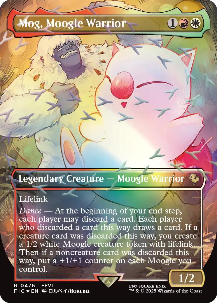 Mog, Moogle Warrior (Borderless) (Chocobo Track Foil) [FINAL FANTASY Commander] | Boutique FDB TCG
