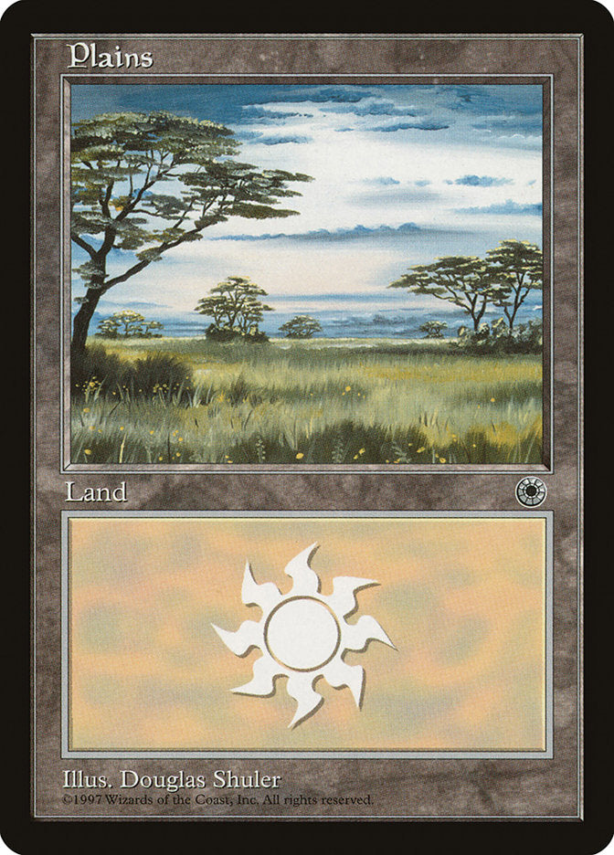 Plains (Yellow Flowers in Grass / Long Dark Cloud in Center) [Portal] | Boutique FDB TCG