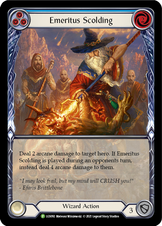 Emeritus Scolding (Blue Extended Art) [LGS092] (Promo)  Rainbow Foil | Boutique FDB TCG