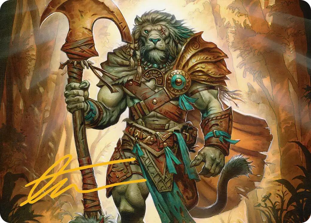 Ajani, Outland Chaperone Art Card (Gold-Stamped Signature) [Lorwyn Eclipsed Art Series] | Boutique FDB TCG