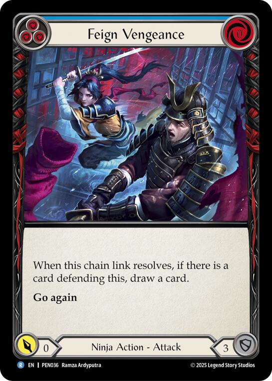Feign Vengeance (Blue) (Rainbow Foil) [PEN036] (Compendium of Rathe)  Rainbow Foil | Boutique FDB TCG