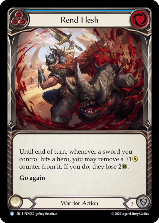 Rend Flesh (Blue) (Rainbow Foil) [PEN050] (Compendium of Rathe)  Rainbow Foil | Boutique FDB TCG