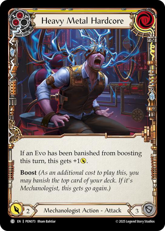 Heavy Metal Hardcore (Yellow) (Rainbow Foil) [PEN073] (Compendium of Rathe)  Rainbow Foil | Boutique FDB TCG