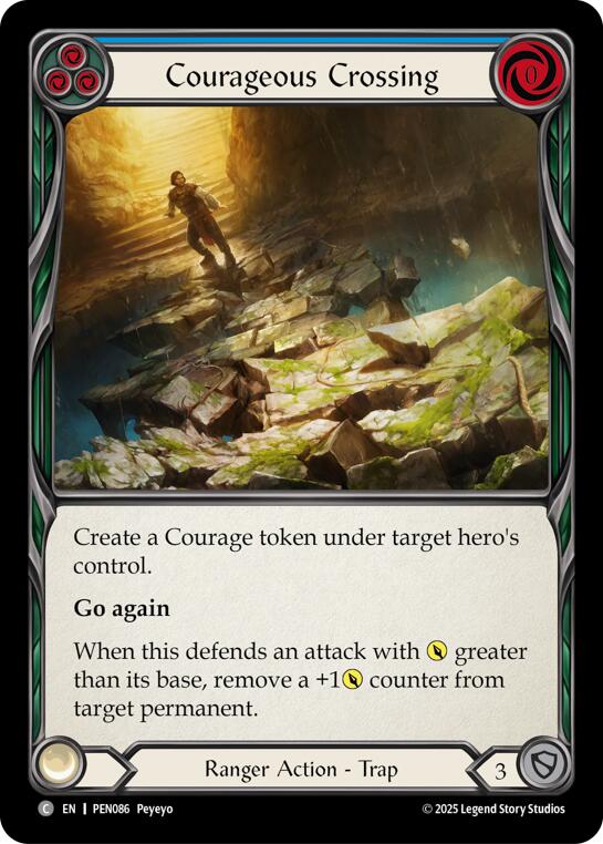 Courageous Crossing (Blue) (Rainbow Foil) [PEN086] (Compendium of Rathe)  Rainbow Foil | Boutique FDB TCG