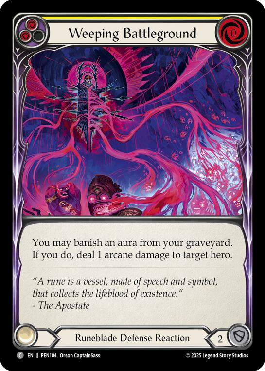 Weeping Battleground (Yellow) (Rainbow Foil) [PEN104] (Compendium of Rathe)  Rainbow Foil | Boutique FDB TCG