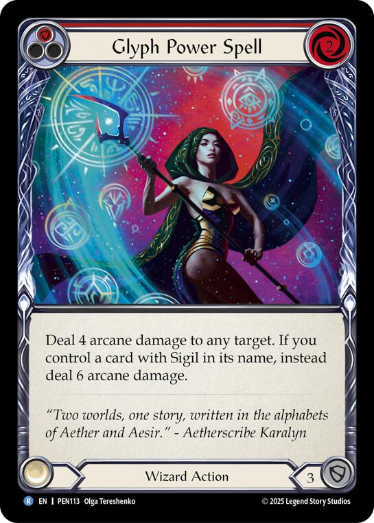 Glyph Power Spell (Red) (Rainbow Foil) [PEN113] (Compendium of Rathe)  Rainbow Foil | Boutique FDB TCG