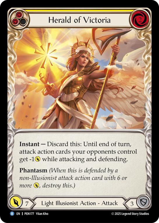 Herald Of Victoria (Yellow) (Rainbow Foil) [PEN177] (Compendium of Rathe)  Rainbow Foil | Boutique FDB TCG