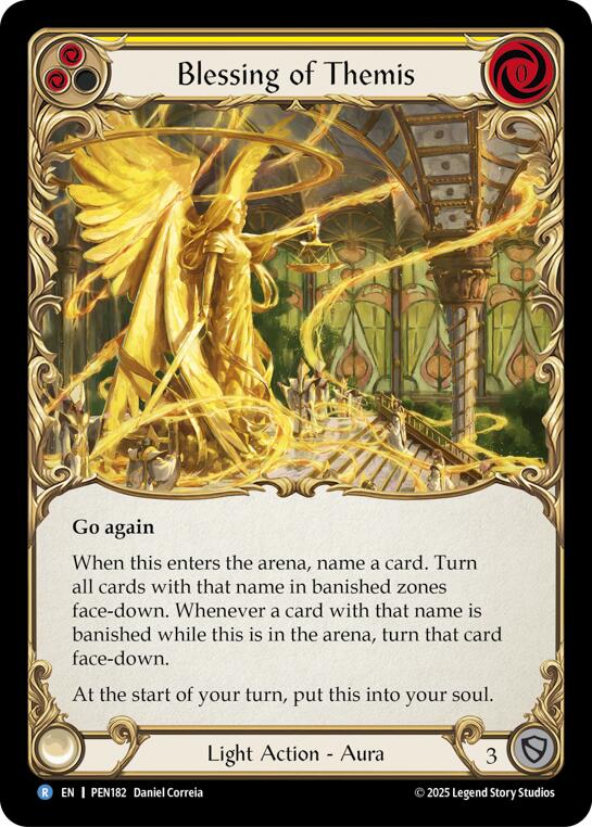 Blessing Of Themis (Yellow) (Rainbow Foil) [PEN182] (Compendium of Rathe)  Rainbow Foil | Boutique FDB TCG
