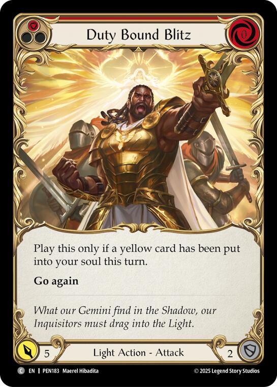 Duty Bound Blitz (Red) (Rainbow Foil) [PEN183] (Compendium of Rathe)  Rainbow Foil | Boutique FDB TCG